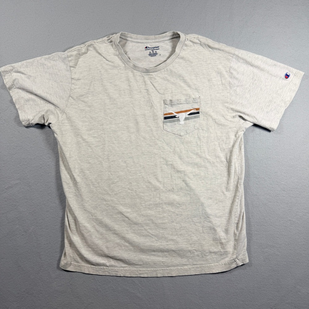 Champion Texas Longhorns Shirt Mens XL Gray NCAA Pocket Graphic T-Shirt
